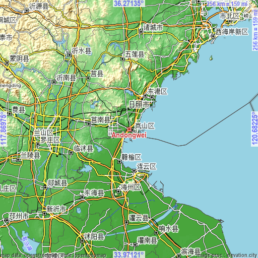 Topographic map of Andongwei