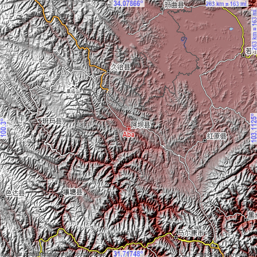 Topographic map of Aba