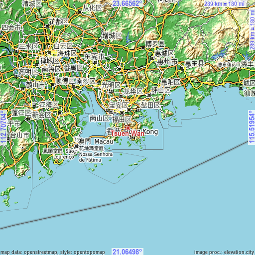 Topographic map of Tsuen Wan