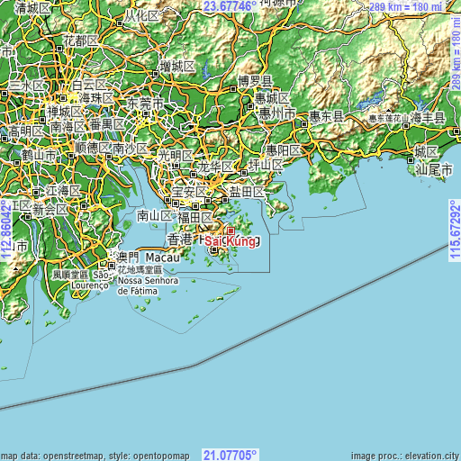 Topographic map of Sai Kung