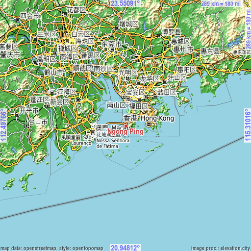 Topographic map of Ngong Ping