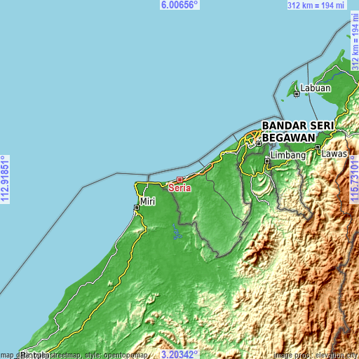 Topographic map of Seria