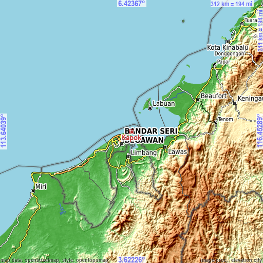 Topographic map of Kapok