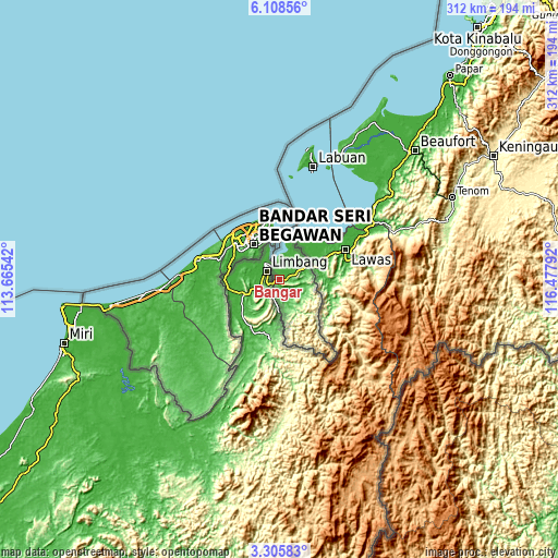 Topographic map of Bangar