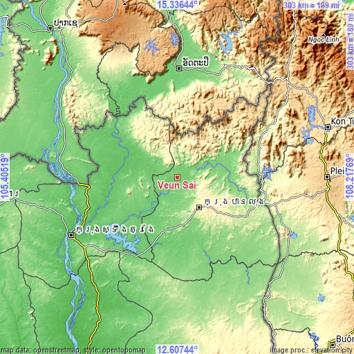 Topographic map of Veun Sai