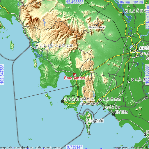 Topographic map of Srae Ambel