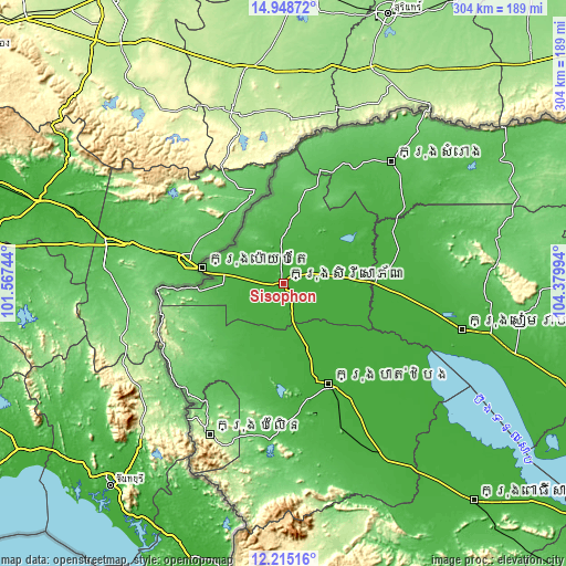 Topographic map of Sisophon