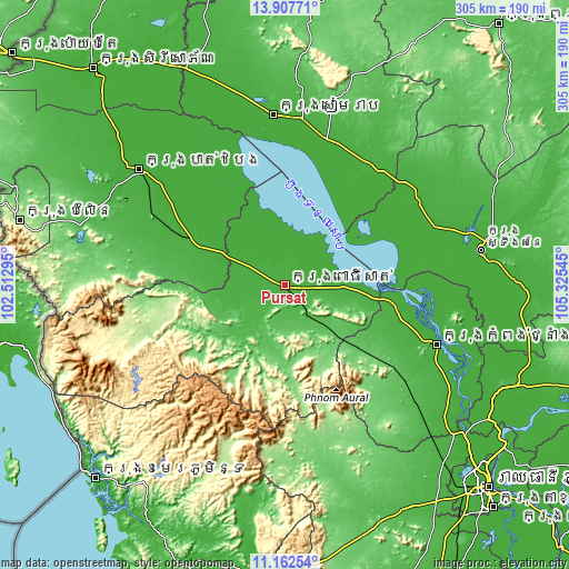 Topographic map of Pursat