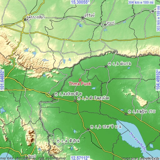 Topographic map of Thma Puok