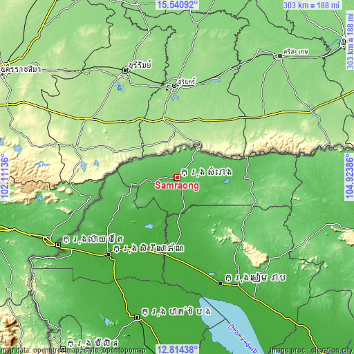 Topographic map of Samraong