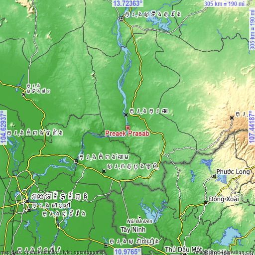 Topographic map of Preaek Prasab