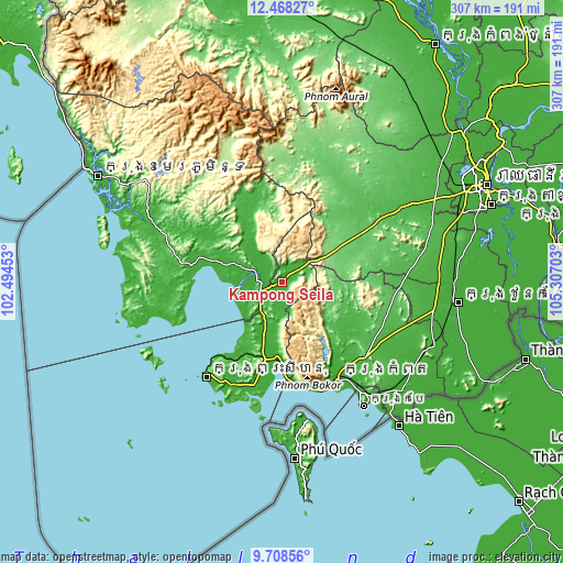 Topographic map of Kampong Seila