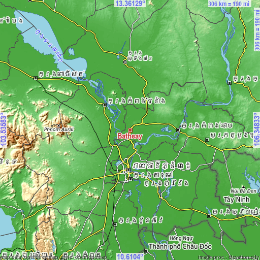 Topographic map of Batheay