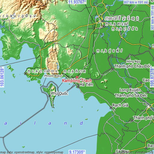 Topographic map of Kampong Trach