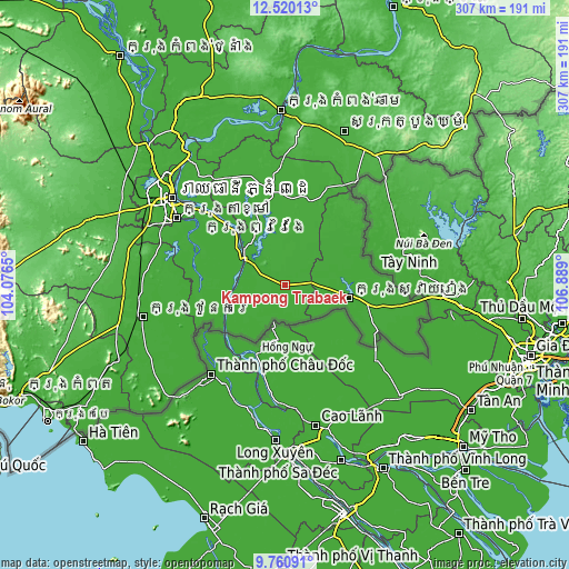 Topographic map of Kampong Trabaek