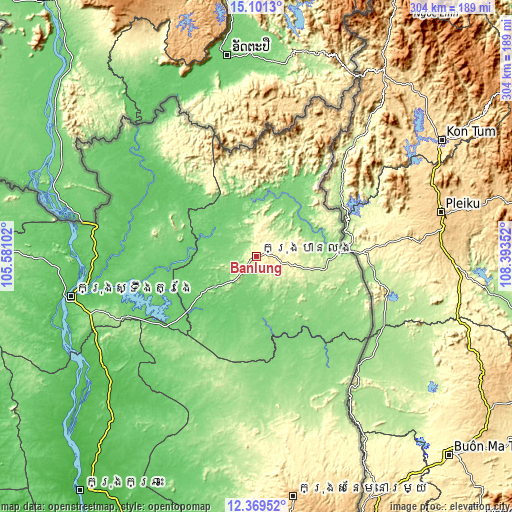Topographic map of Banlung