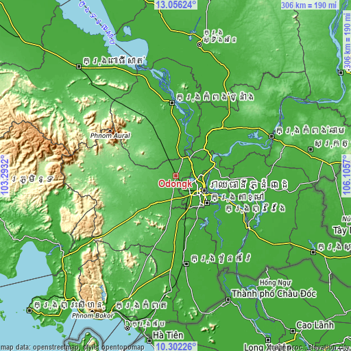 Topographic map of Odongk