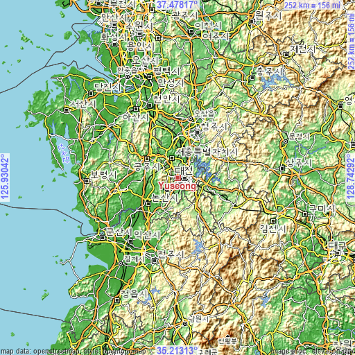 Topographic map of Yuseong