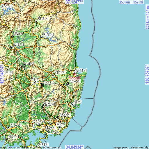 Topographic map of Yeonil