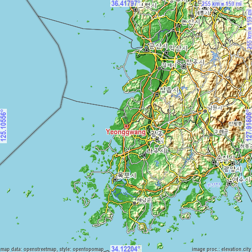Topographic map of Yeonggwang