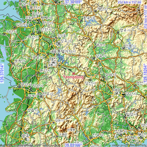 Topographic map of Yeongdong