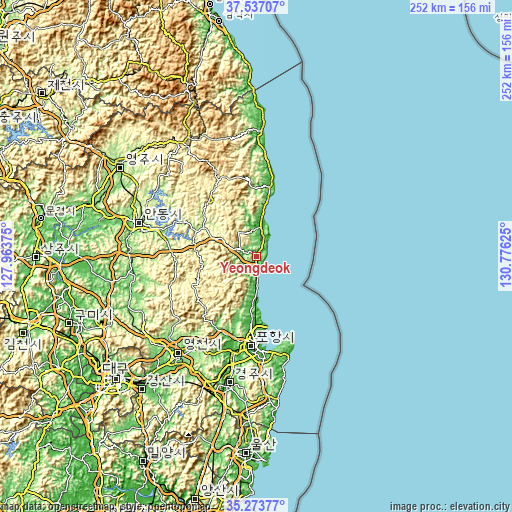 Topographic map of Yeongdeok
