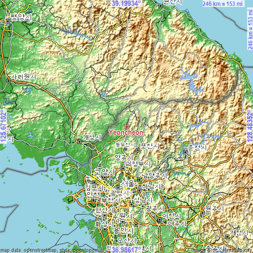 Topographic map of Yeoncheon