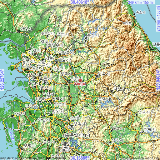 Topographic map of Yeoju
