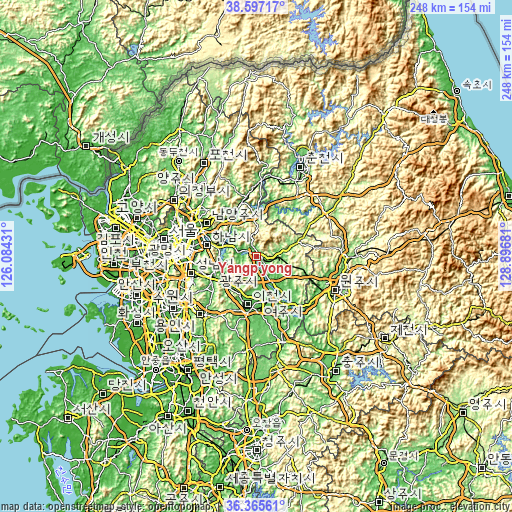 Topographic map of Yangp'yŏng