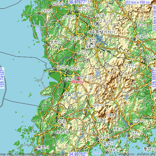 Topographic map of Wanju