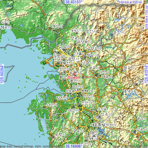 Topographic map of Suwon