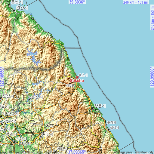 Topographic map of Sokcho
