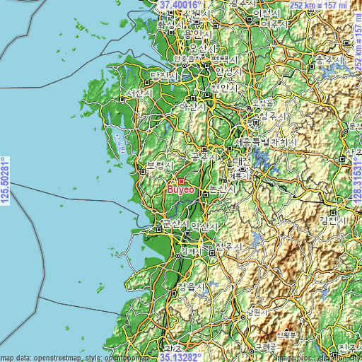 Topographic map of Buyeo