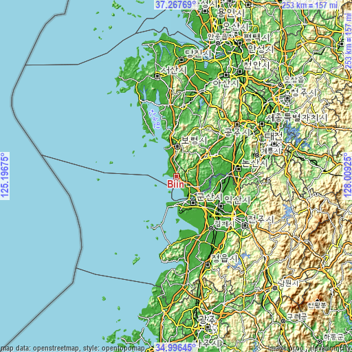 Topographic map of Biin