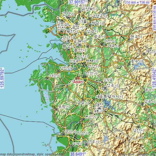 Topographic map of Asan