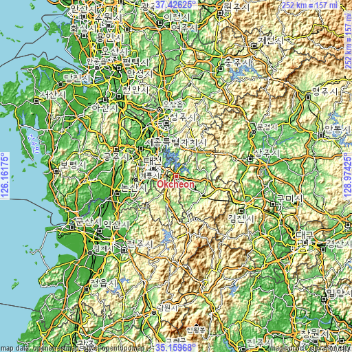 Topographic map of Okcheon