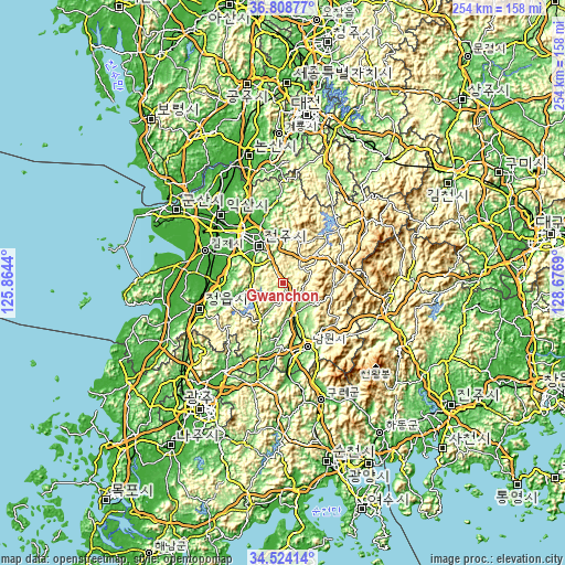 Topographic map of Gwanchon