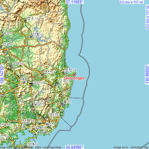 Topographic map of Guryongpo