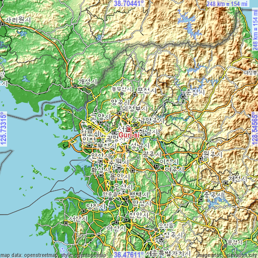 Topographic map of Guri-si