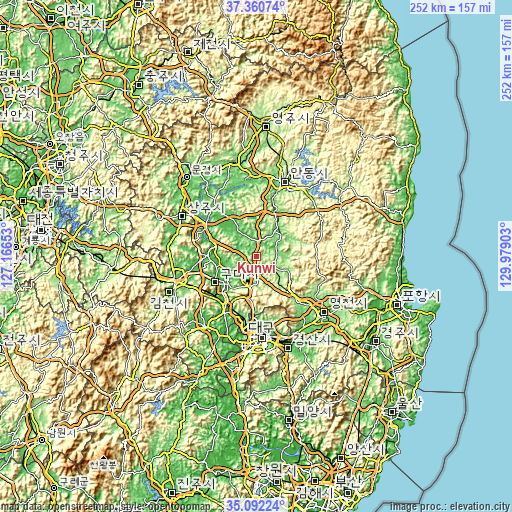Topographic map of Kunwi