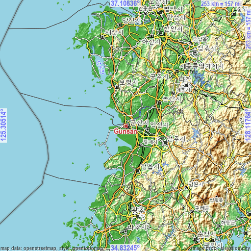 Topographic map of Gunsan