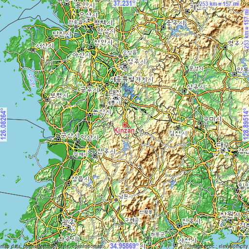 Topographic map of Kinzan
