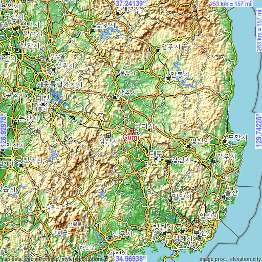 Topographic map of Gumi
