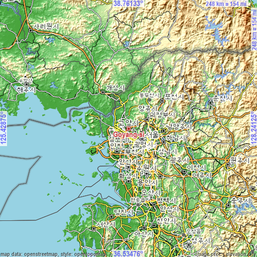 Topographic map of Goyang-si