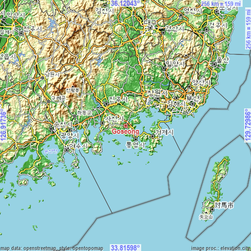 Topographic map of Goseong