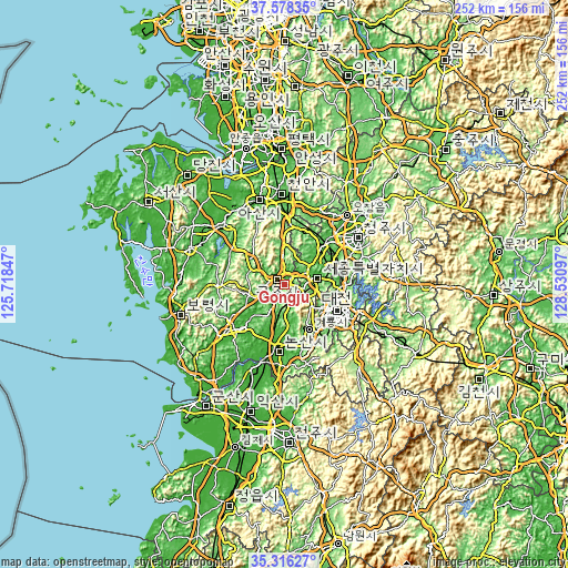Topographic map of Gongju