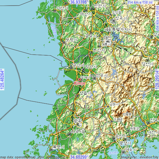 Topographic map of Kimje