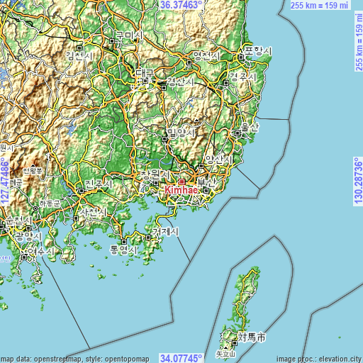 Topographic map of Kimhae