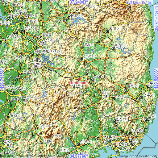 Topographic map of Gimcheon