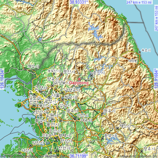 Topographic map of Gapyeong